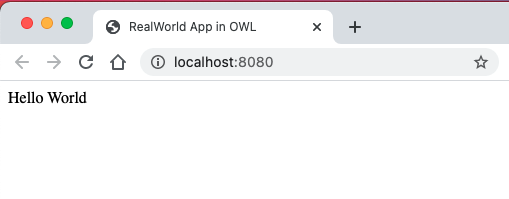 OWL Hello World App is running on localhost:8080