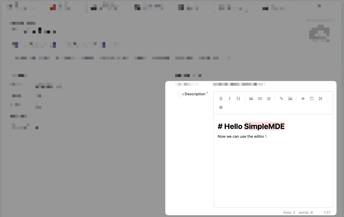 Finally we can have our SimpleMDE Editor on the FormView