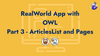 RealWorld App with OWL (Odoo Web Library) - Part 3 - ArticlesList and Pages